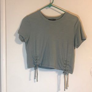 Green crop top w/ laces on sides